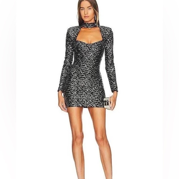 Michael Costello Dresses & Skirts - MICHEAL COSTELLO x REVOLVE Vicky Mini Dress in Black And Silver sequin